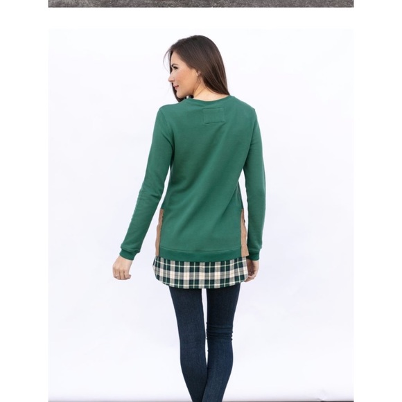 Green Charlotte sweater with Faux leather trim - Picture 3 of 7